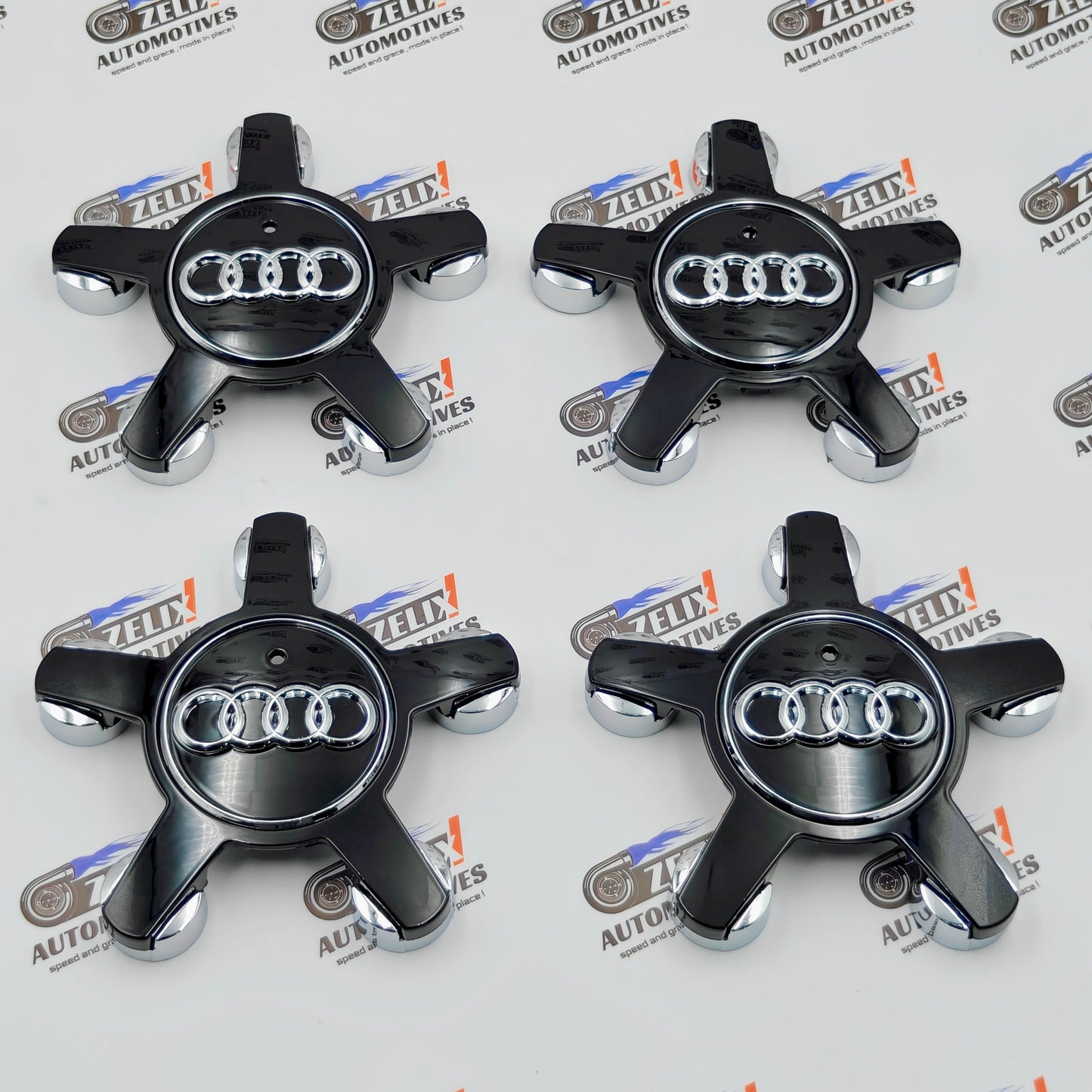 Star Shape Wheel Center Caps Compatible With AUDI | Aftermarket Set of 4 With Three Color Options