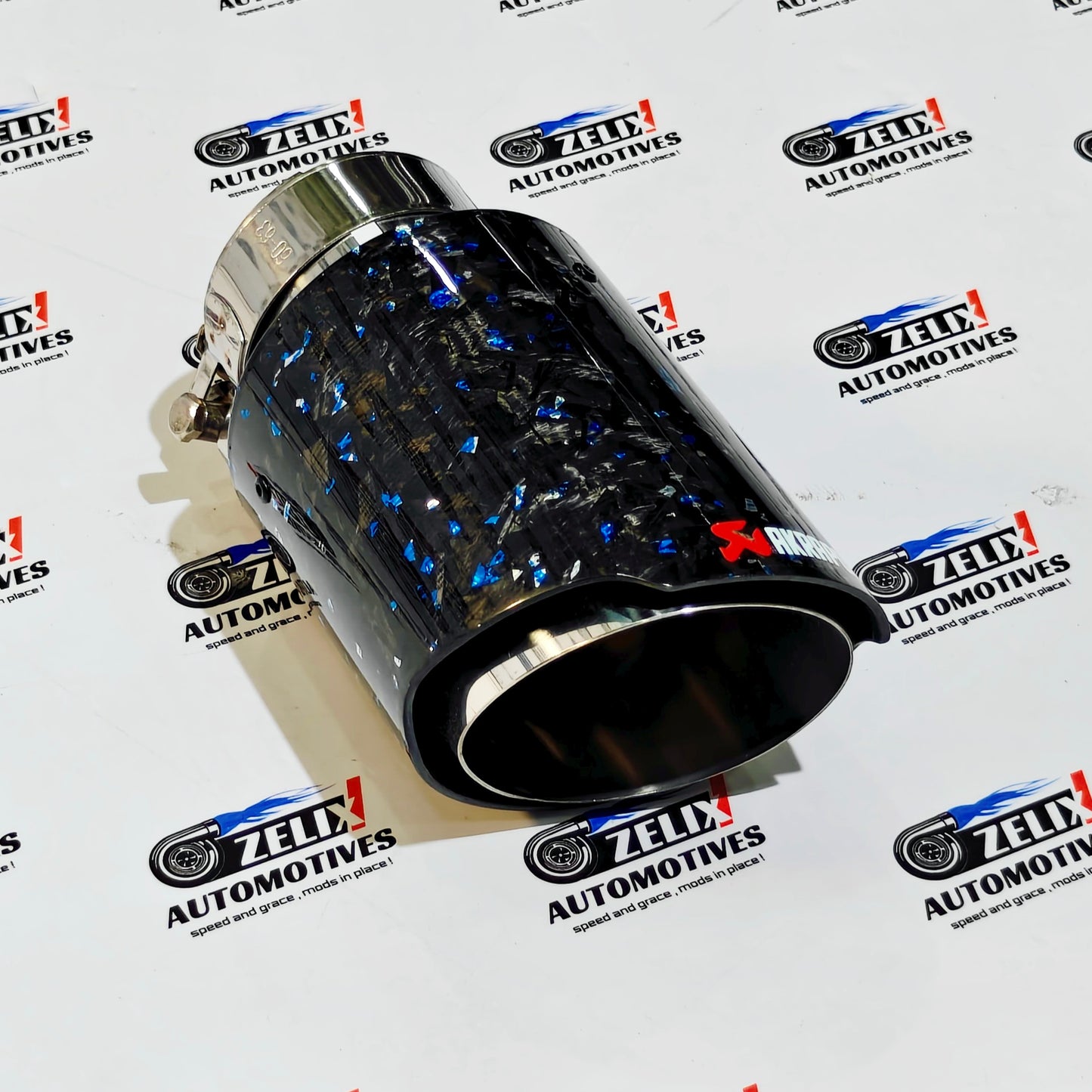 Akrapovic Exhaust Tip | Blue Forged Carbon Single Tip