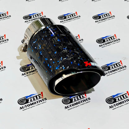 Akrapovic Exhaust Tip | Blue Forged Carbon Single Tip