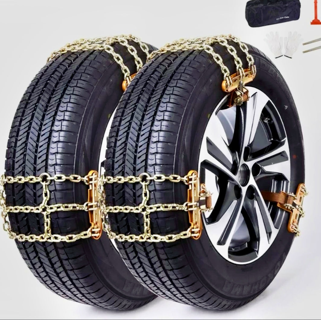 Tire Chains Set of-8 Anti-Skid Snow and Mud Grip | Heavy-Duty Universal Fit