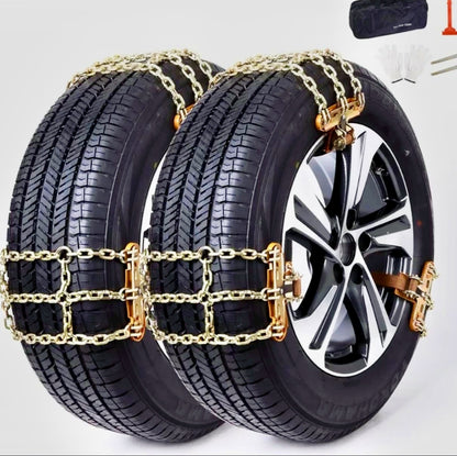 Tire Chains Set of-8 Anti-Skid Snow and Mud Grip | Heavy-Duty Universal Fit