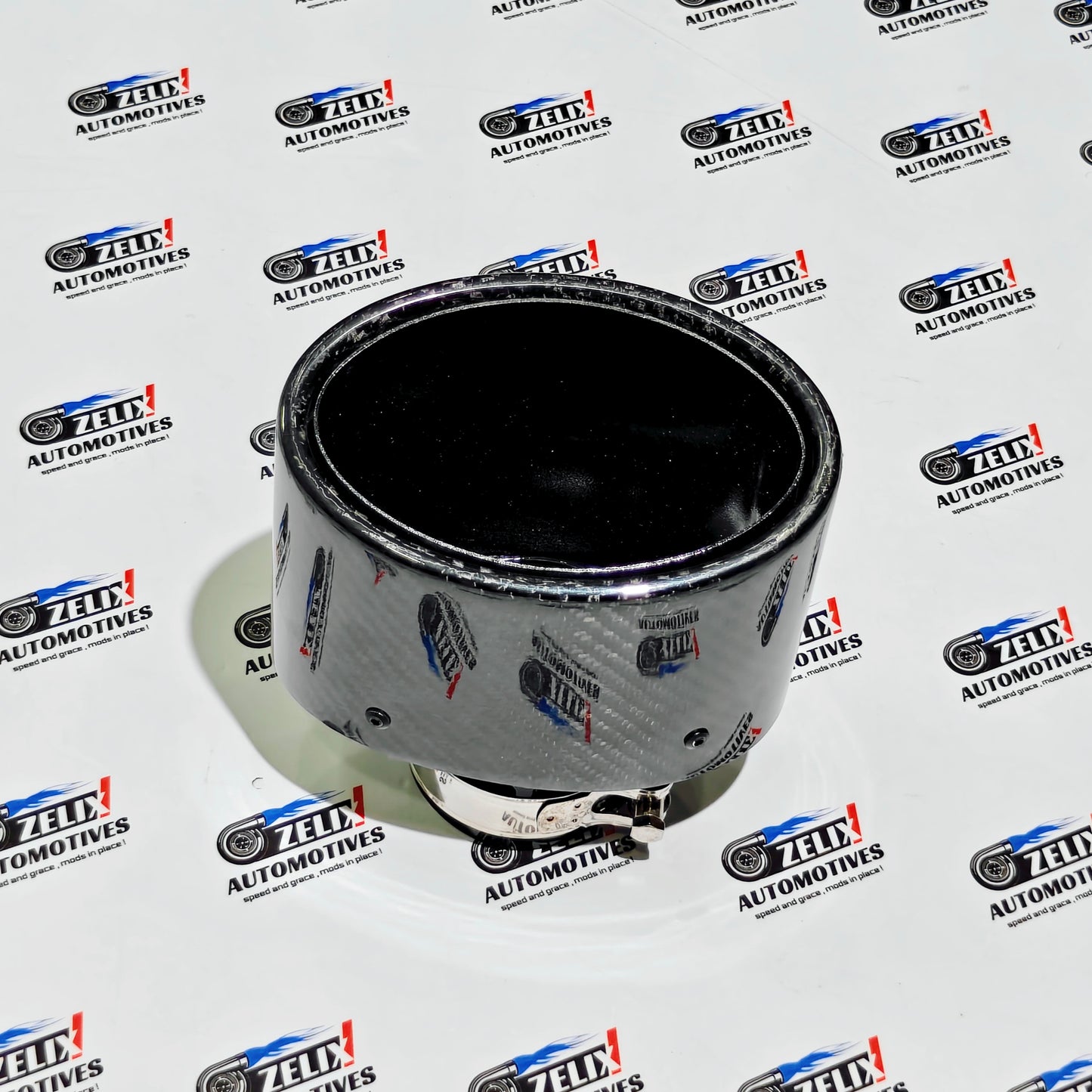 Universal Big Mouth Single Exhaust Tip | Gloss Carbon Finish