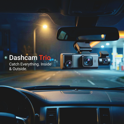Qubo 3-Channel Dash cam Setup N-Series | Front, Rear & Cabin Camera | Complete Driving Security