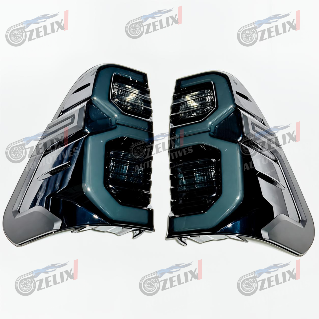 Toyota Hilux RGB Matrix LED Tail Lights | Full Smoke Finish