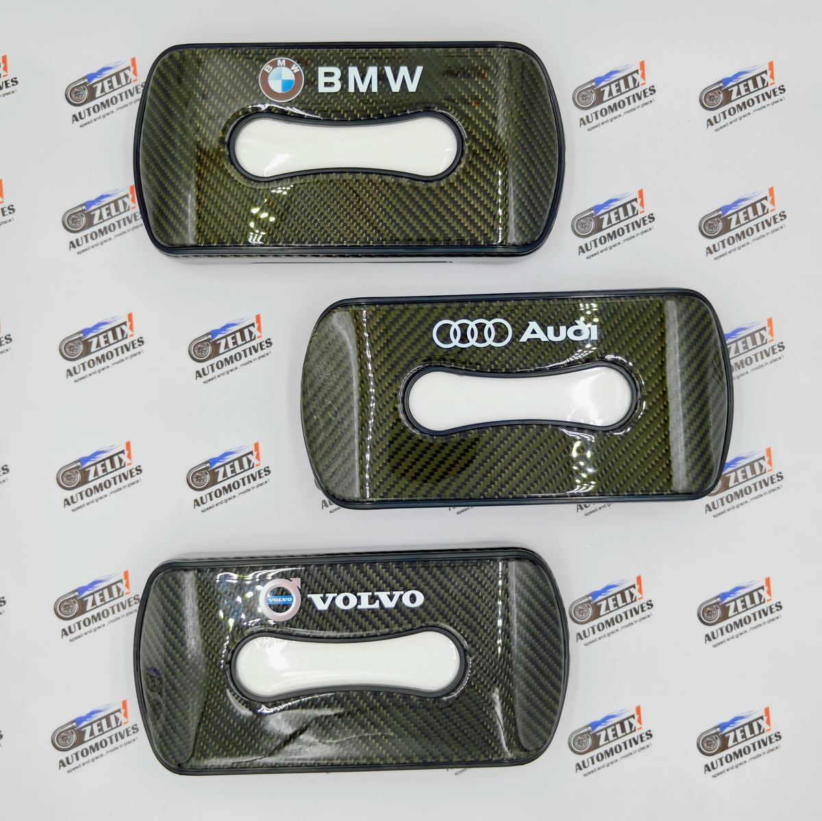 Original Carbon Finish Car Tissue Box for BMW, Audi & Volvo
