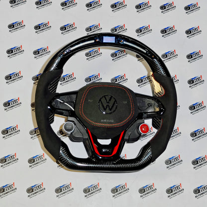 VW Virtus OG Carbon & Alcantara Finish Steering Wheel | with Paddle Shifters & Start Button