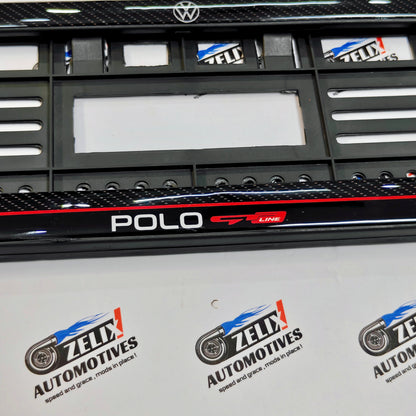 VW Polo Number Plate Frames (Pair) | 3D Carbon Finish