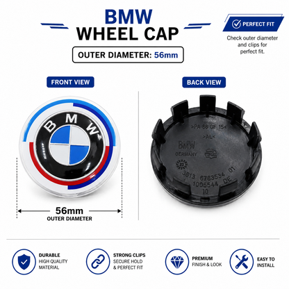BMW Wheel Center Caps Set of 4 | Outer Diameter (56mm)
