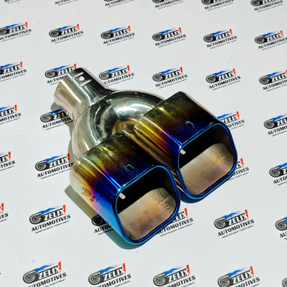 HKS  Square Dual  Exhaust Tip | Aftermarket Burnt Blue Finish