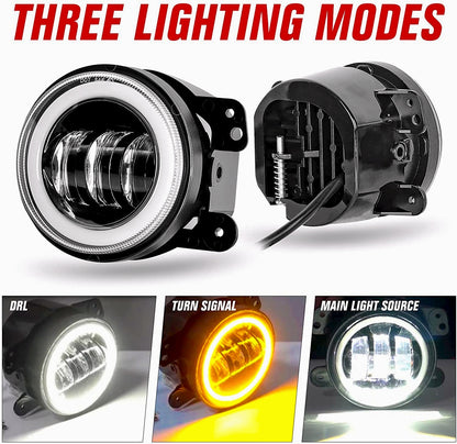 Universal Amber Ring DRL Fog Light With 3 Modes | Plug & Play