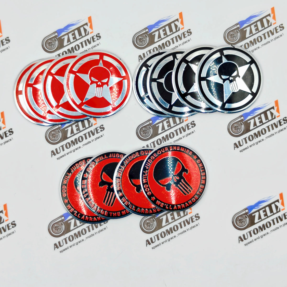 War Zone Punisher Skull Wheel Stickers for Cars
