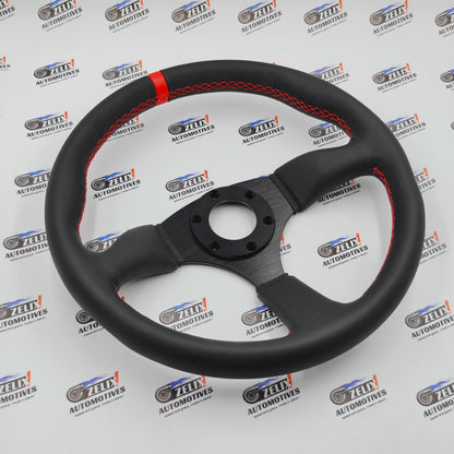 Universal 3-Spoke JDM Steering Wheel | Leather Finish