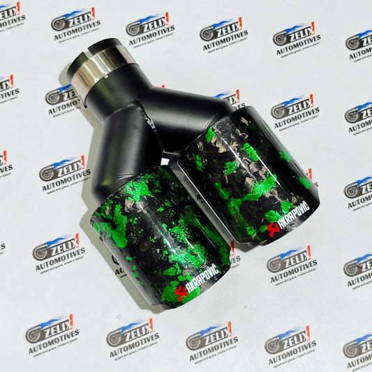 Akrapovic Exhaust Tip | Green Forged Carbon Dual Tip