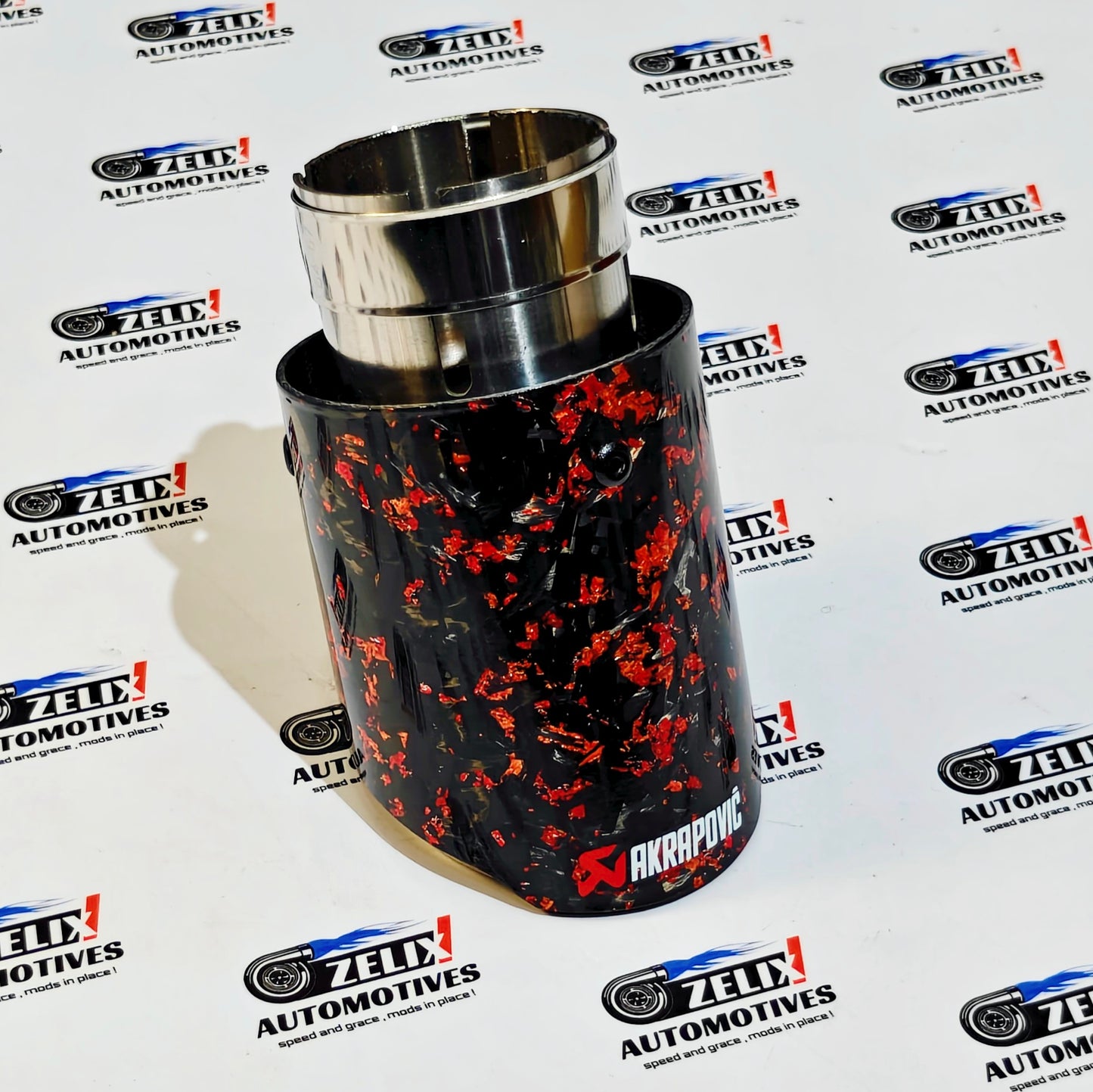 Akrapovic Exhaust Tip | Red Forged Carbon Single Tip