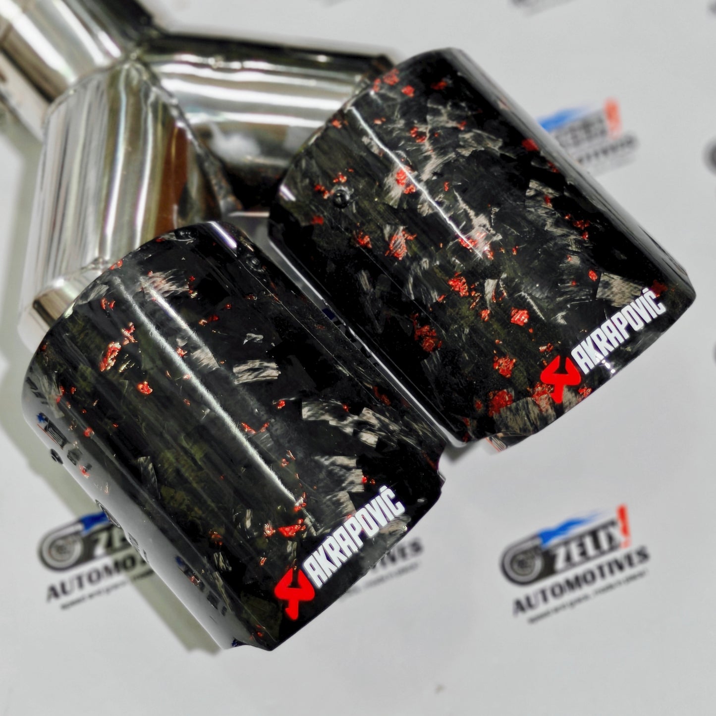 Akrapovic Exhaust Tip | Red Forged Carbon Dual Tip