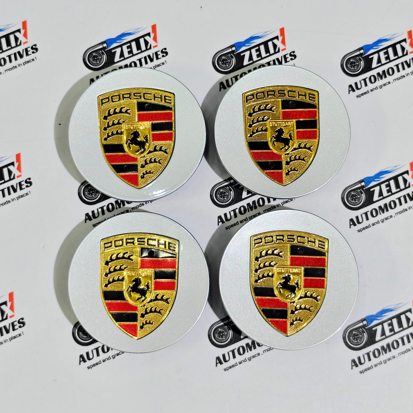 Porsche Wheel Center Caps | OEM-Style and Black Premium  Set of-4