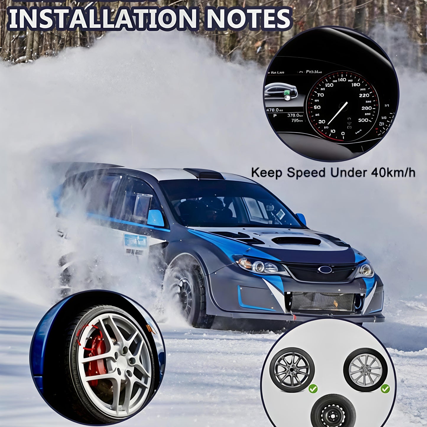 Tire Chains Set of-8 Anti-Skid Snow and Mud Grip | Heavy-Duty Universal Fit