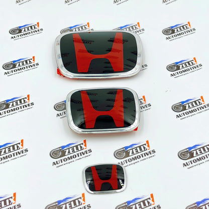 Honda Type-R Logo Emblems (Set of 3) | Front,Rear & Steering