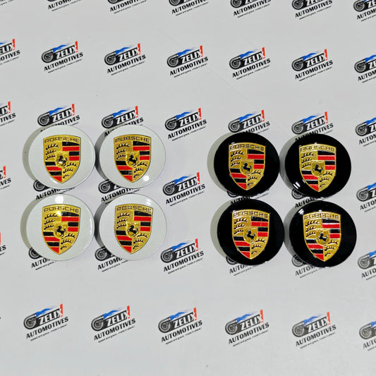 Porsche Wheel Center Caps | OEM-Style and Black Premium  Set of-4