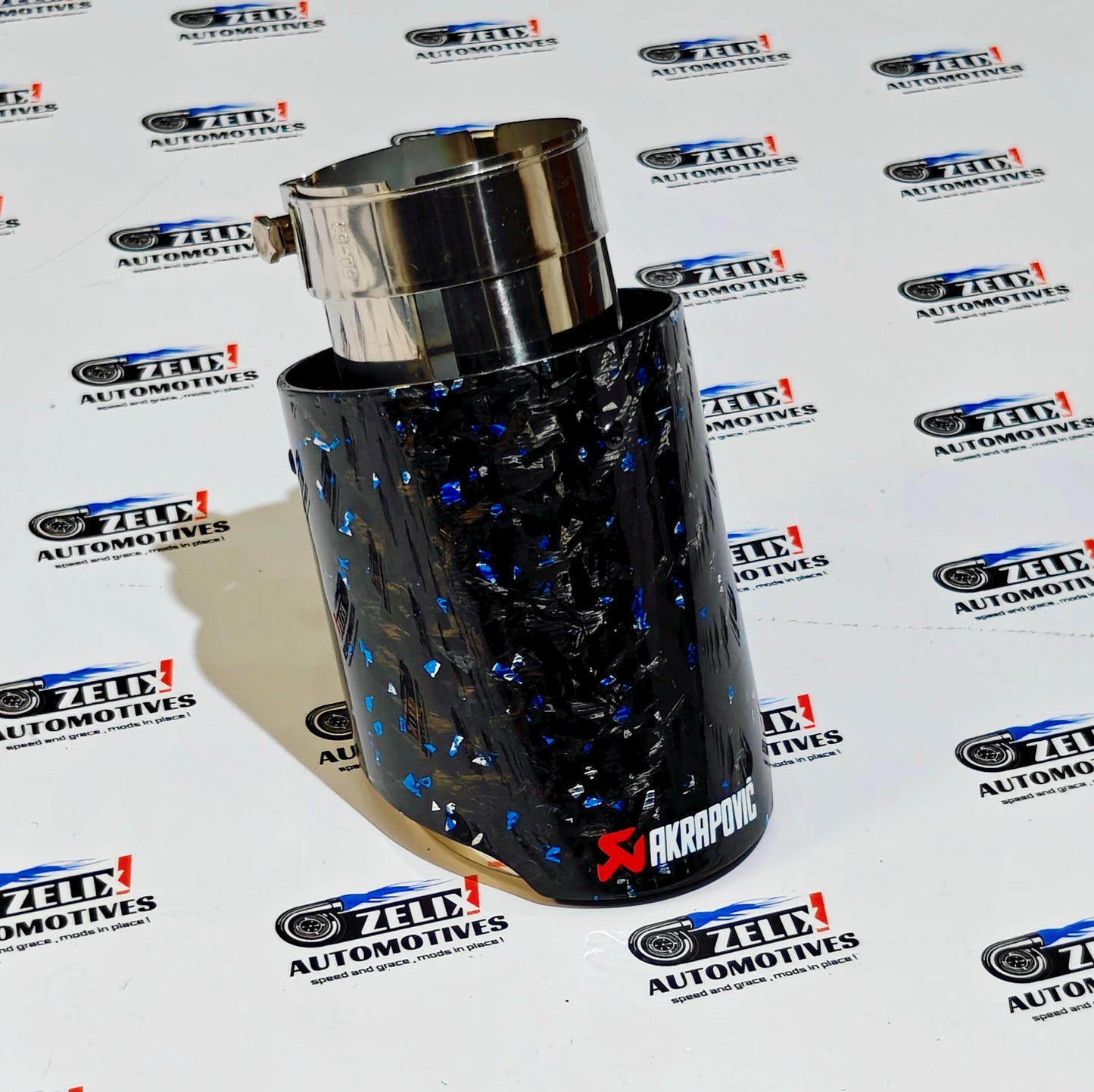 Akrapovic Exhaust Tip | Blue Forged Carbon Single Tip