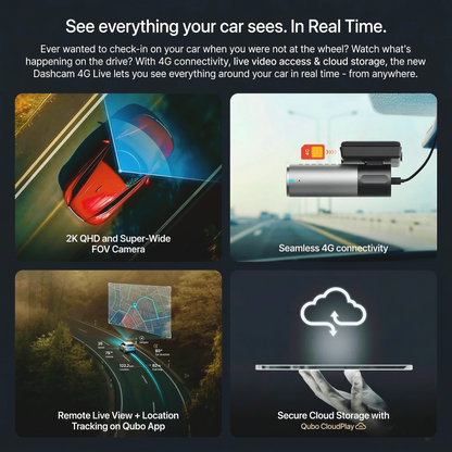 Qubo N-Series Dashcam 4G Live | Supports live Streaming With 2K-Quad HD Dash Camera