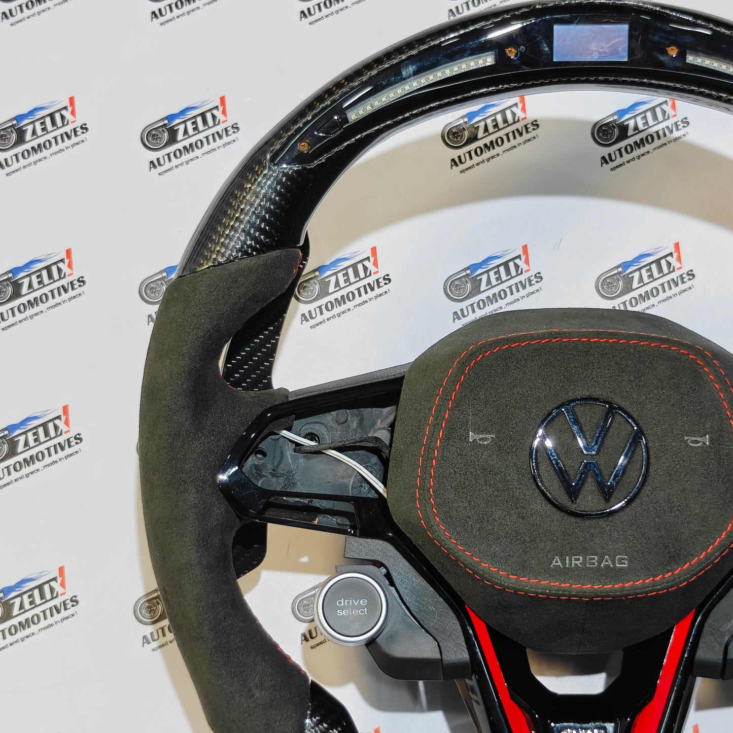 VW Virtus OG Carbon & Alcantara Finish Steering Wheel | with Paddle Shifters & Start Button