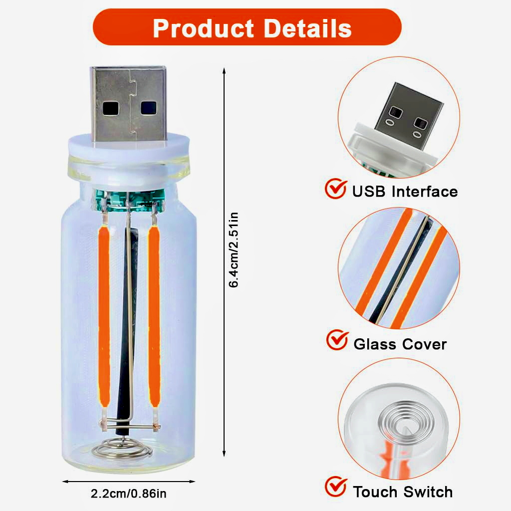 USB LED Car Bulb with Touch Switch Multi-Color