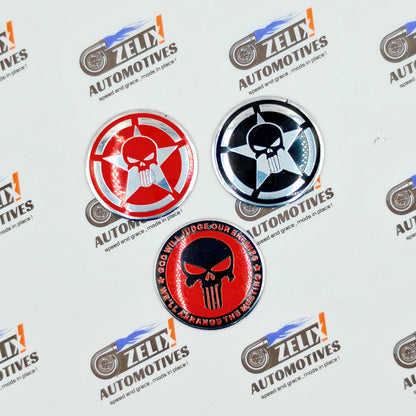 War Zone Punisher Skull Wheel Stickers for Cars