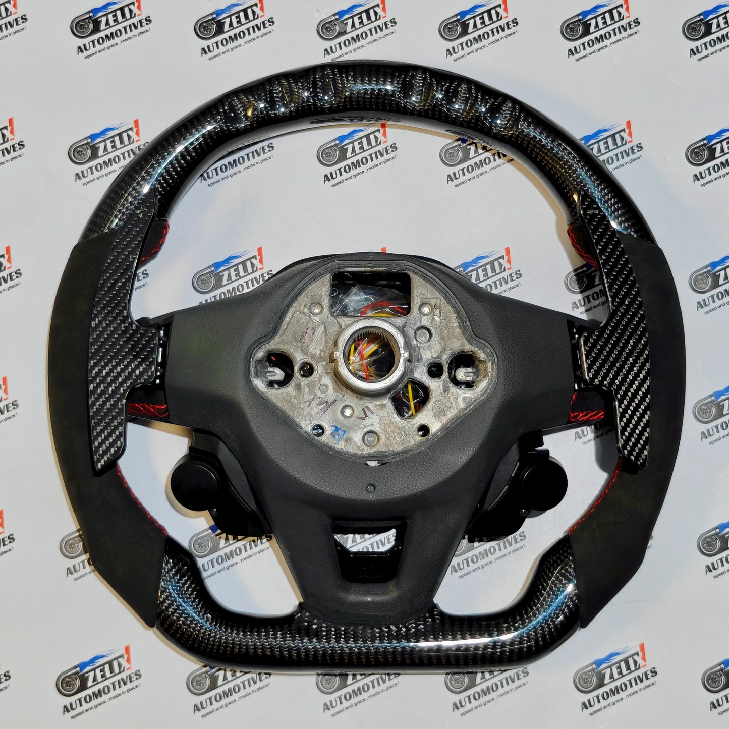 VW Virtus OG Carbon & Alcantara Finish Steering Wheel | with Paddle Shifters & Start Button