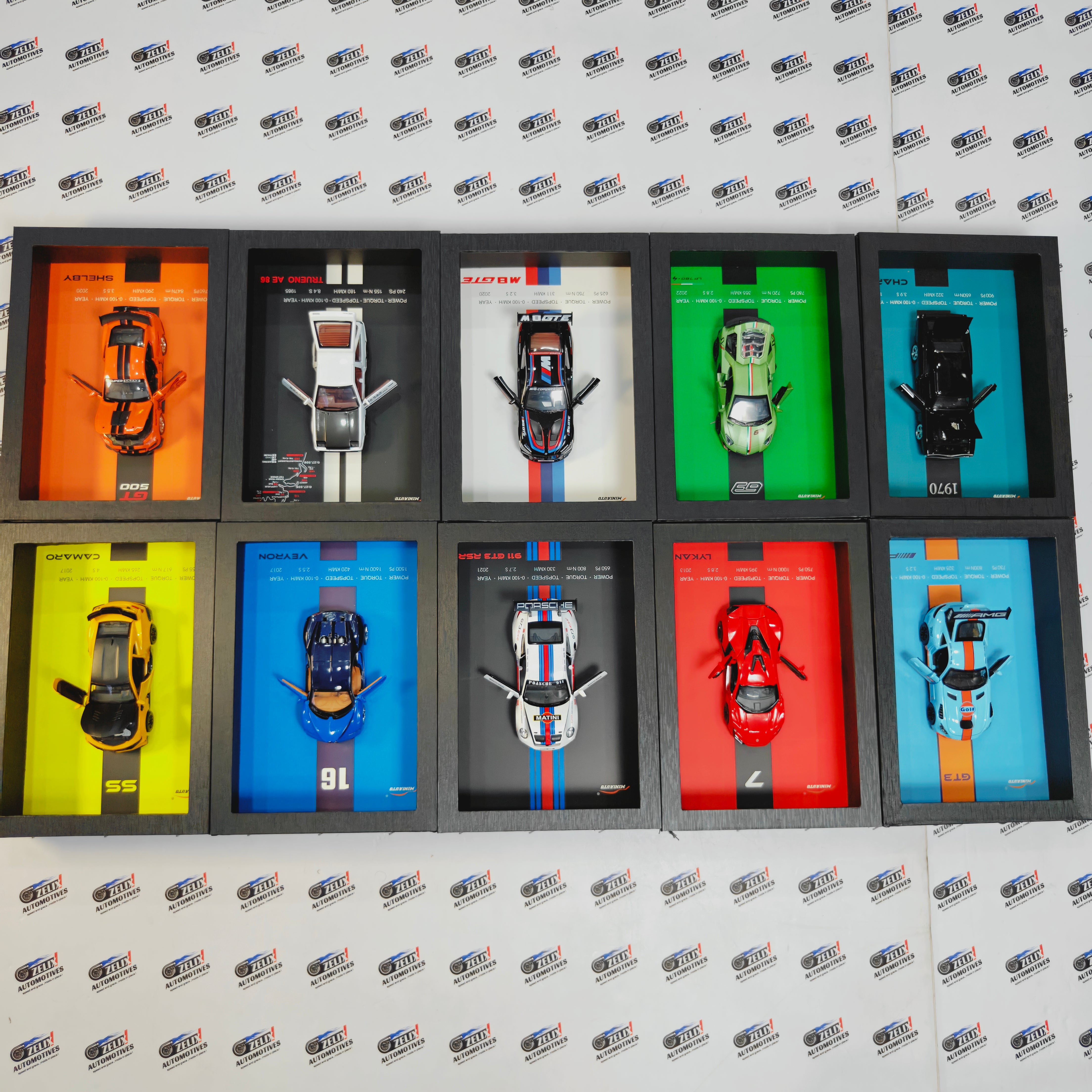 3D Car Wall Frame with Functional Doors, Bonnet & Rear Trunk