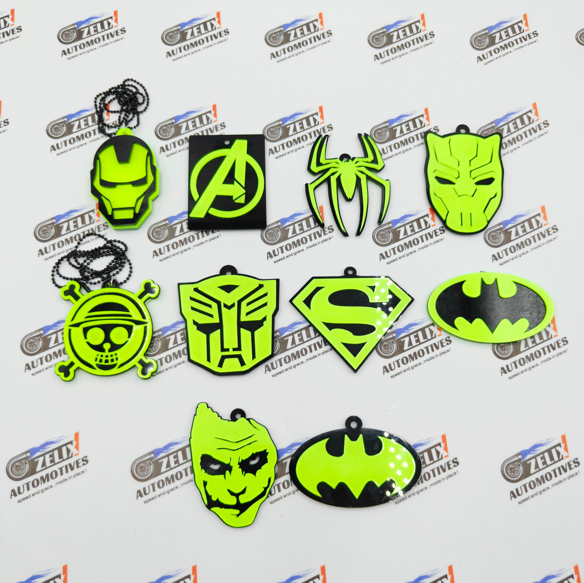 Neon Fluorescent Car Mirror Hanging | Marvel & DC Collection