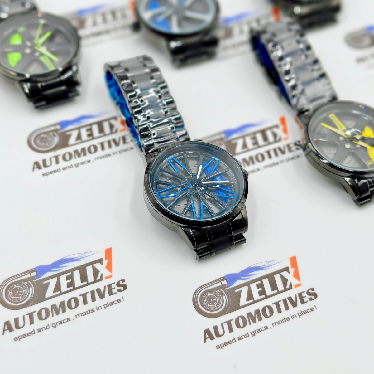 Alloy Wheel Rolling Design Analog Wrist Watch | Premium Black Finish