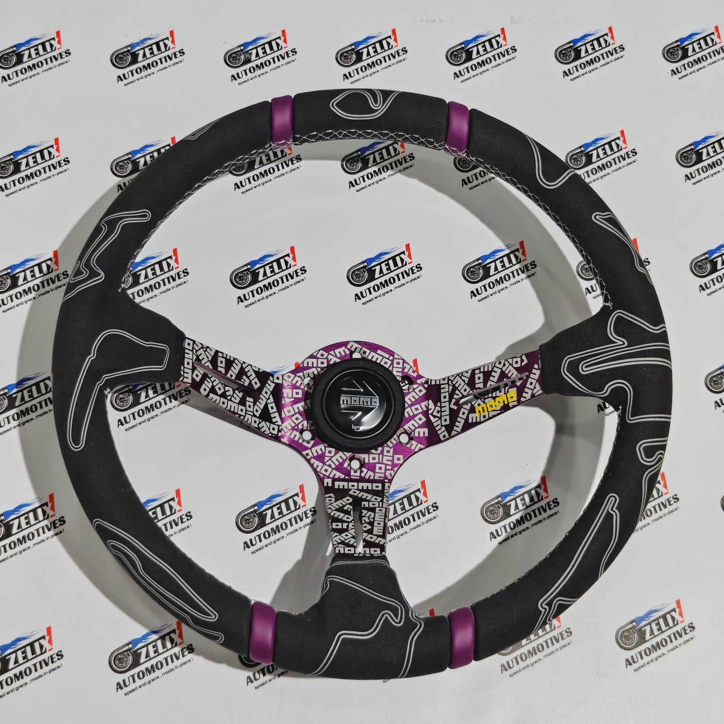 MOMO 14-Inch Alcantara Universal Steering Wheel.
