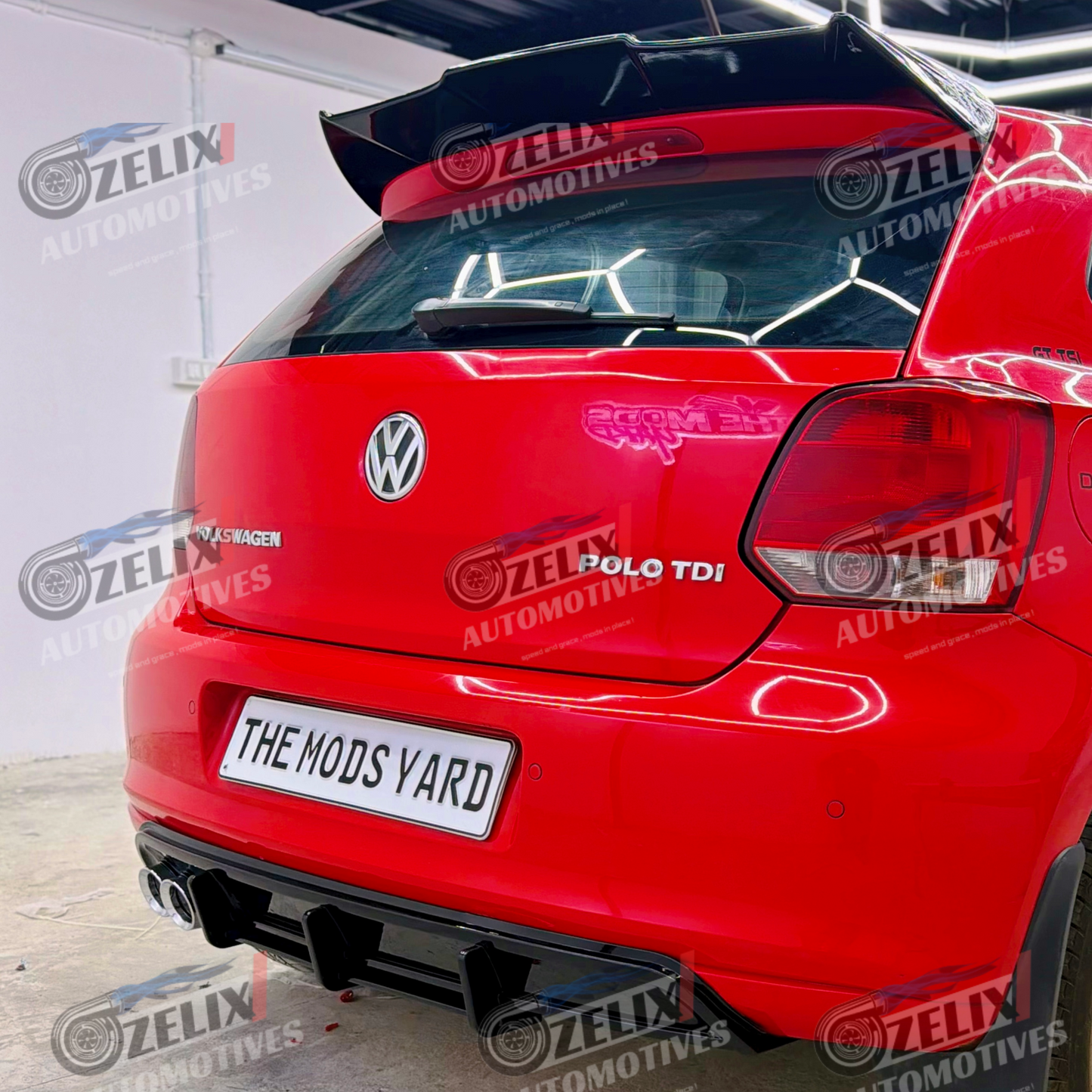 VW Polo 3-Fin Rear Diffuser | Acrylic Material Fits 2014+