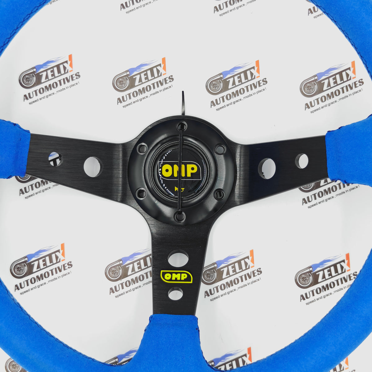 OMP Deep Dish Steering Wheel | Blue Alcantara Finish