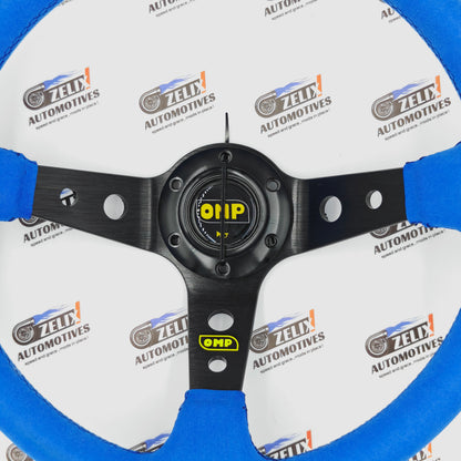 OMP Deep Dish Steering Wheel | Blue Alcantara Finish