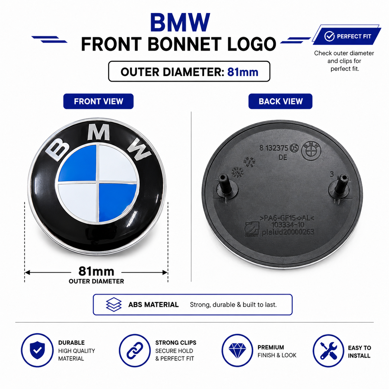 BMW Replacement Logo Set of 2 | Front & Rear