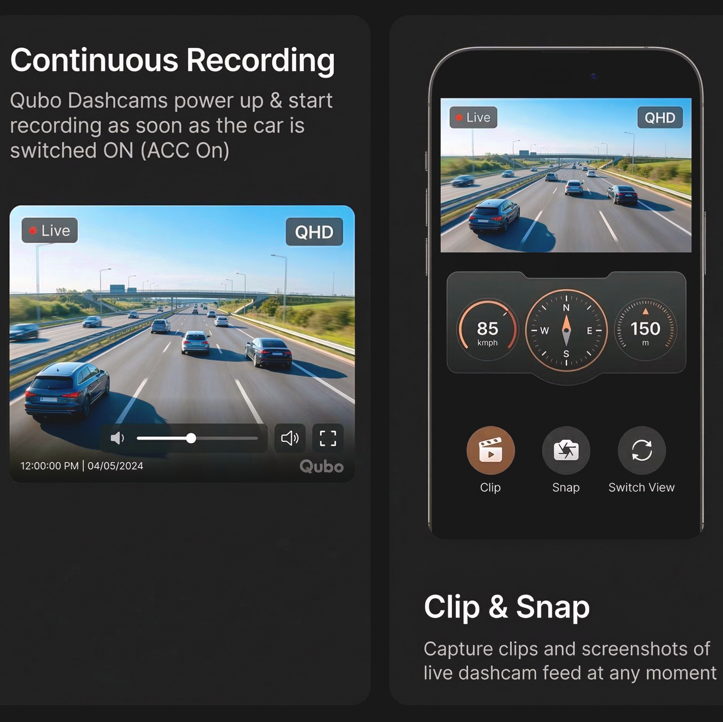 Qubo N-Series Dashcam 4G Live | Supports live Streaming With 2K-Quad HD Dash Camera