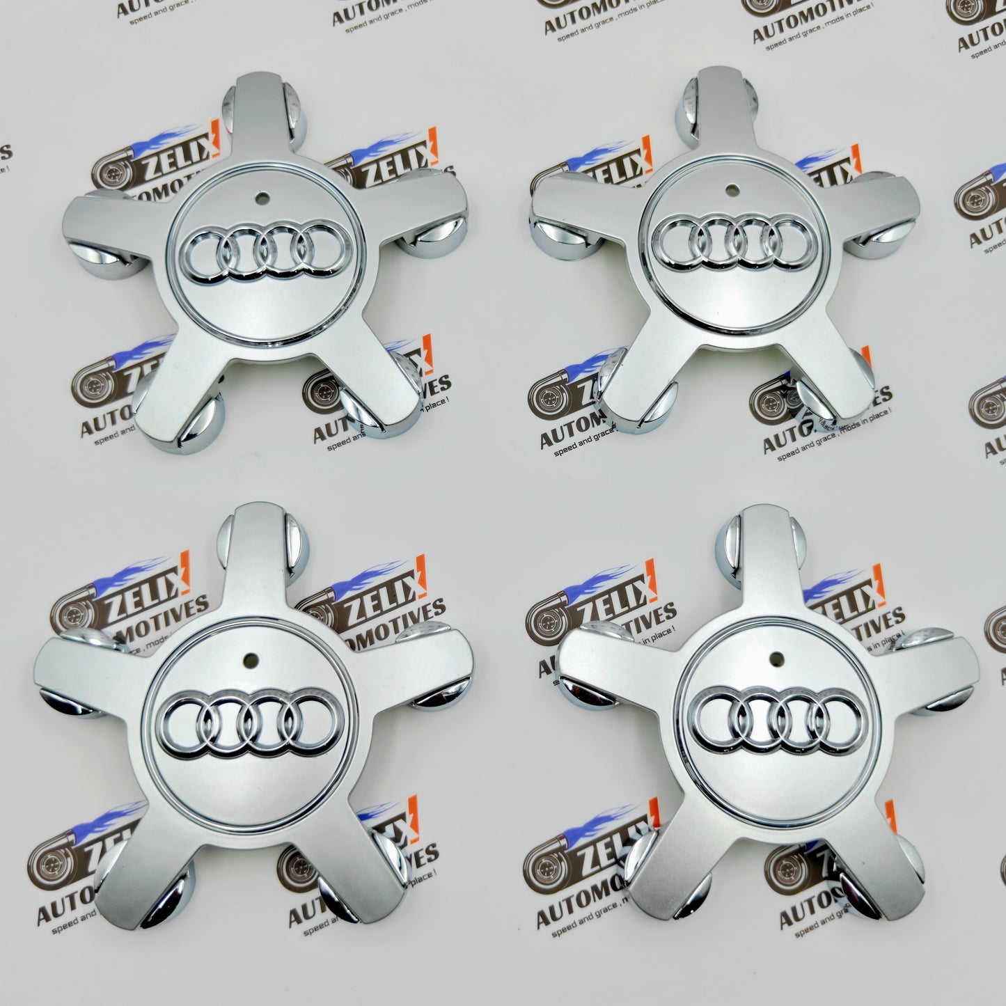 Star Shape Wheel Center Caps Compatible With AUDI | Aftermarket Set of 4 With Three Color Options