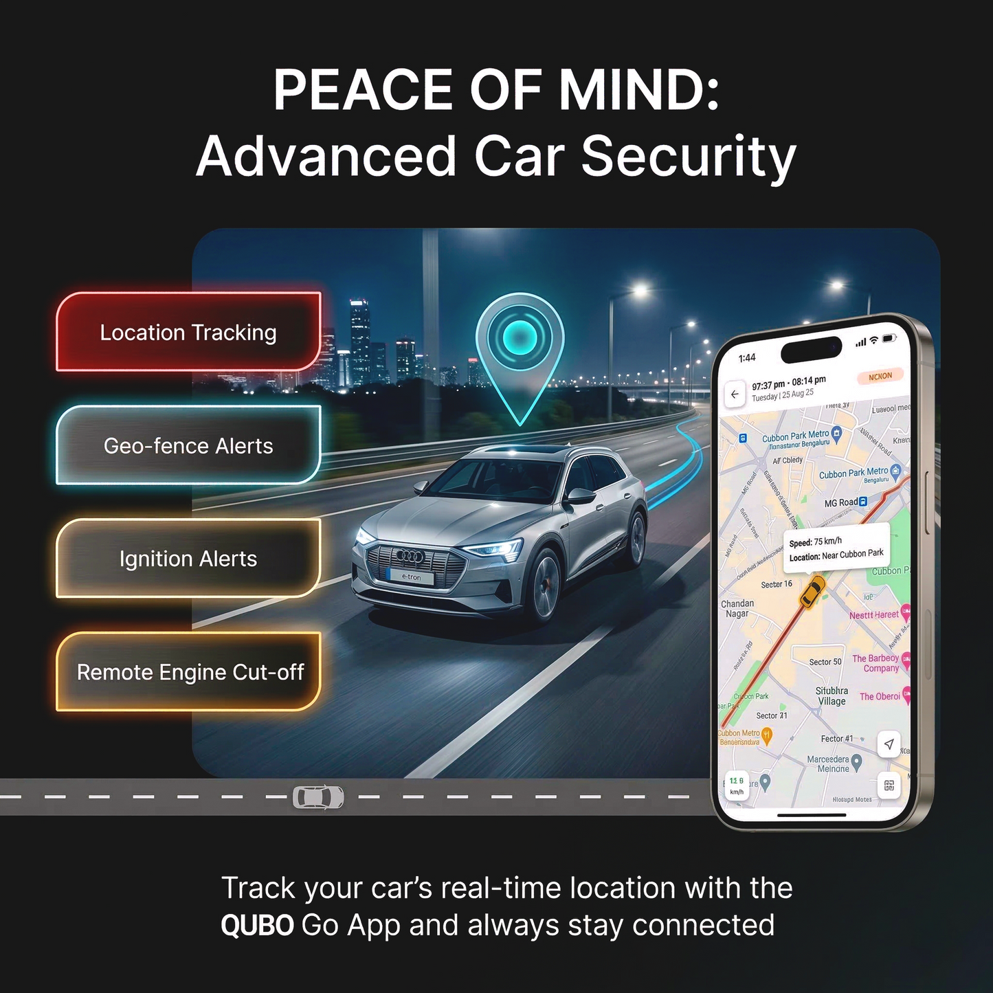 Qubo Car GPS Tracker | Real-Time Vehicle Tracking 24×7 | Equipped With Smart Features