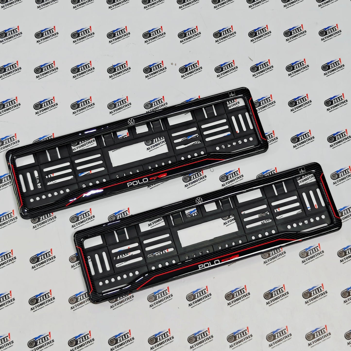 VW Polo Number Plate Frames (Pair) | 3D Carbon Finish