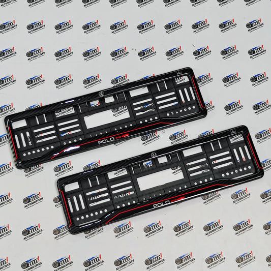 VW Polo Number Plate Frames (Pair) | 3D Carbon Finish