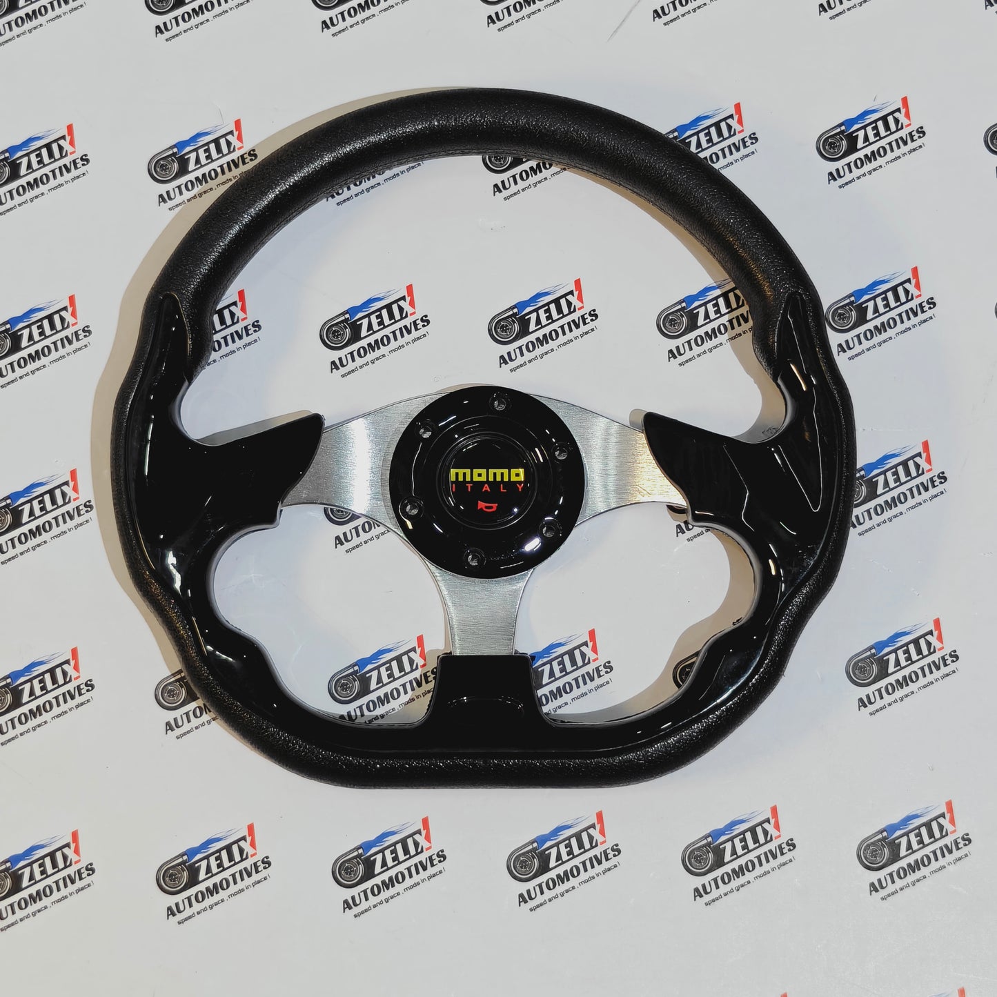 MOMO D-Shaped Steering Wheel (12-inch) – Universal Racing Style