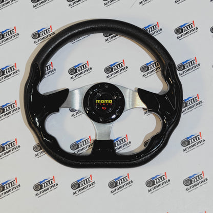 MOMO D-Shaped Steering Wheel (12-inch) – Universal Racing Style