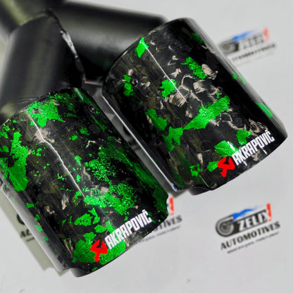Akrapovic Exhaust Tip | Green Forged Carbon Dual Tip
