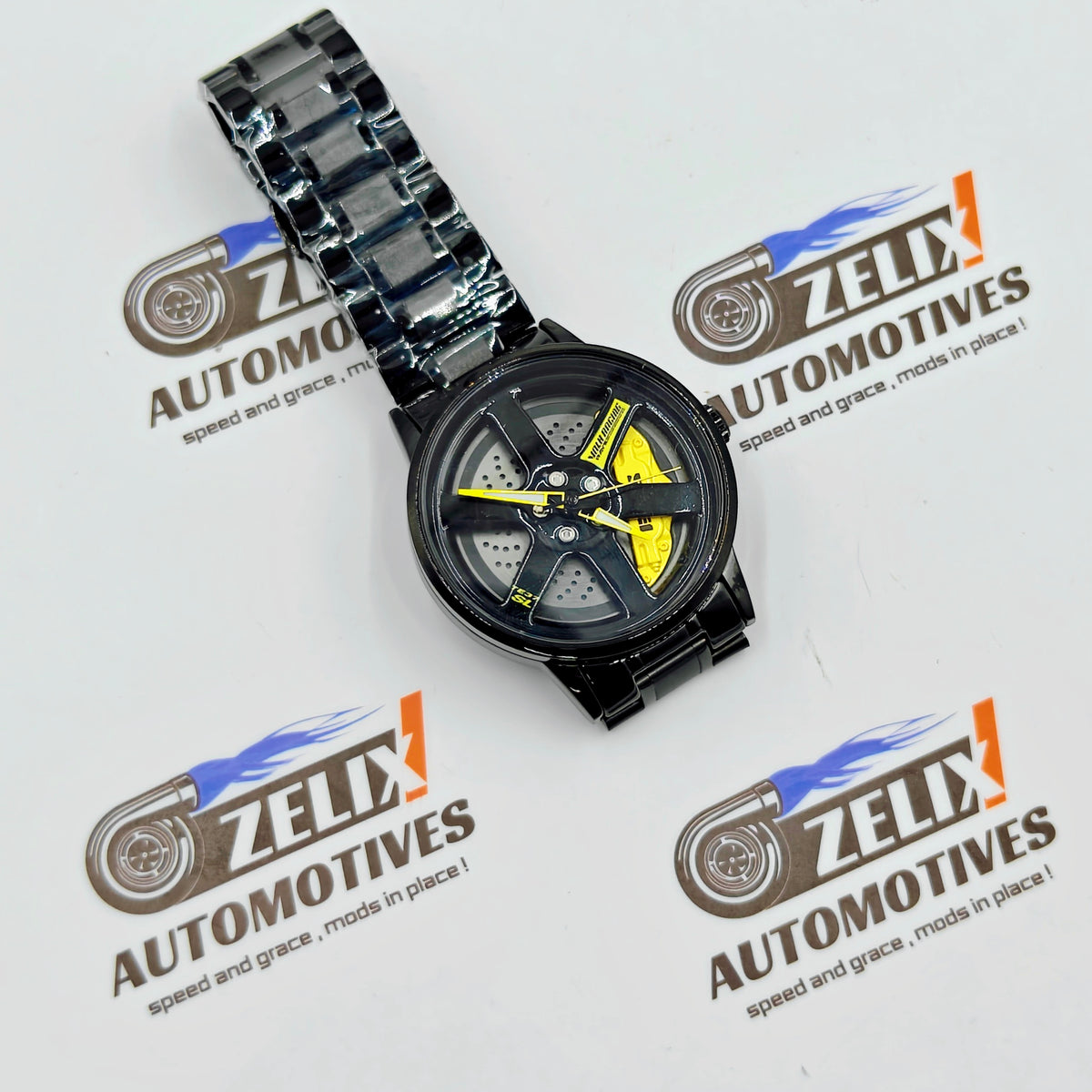 Alloy Wheel Rolling Design Analog Wrist Watch | Premium Black Finish
