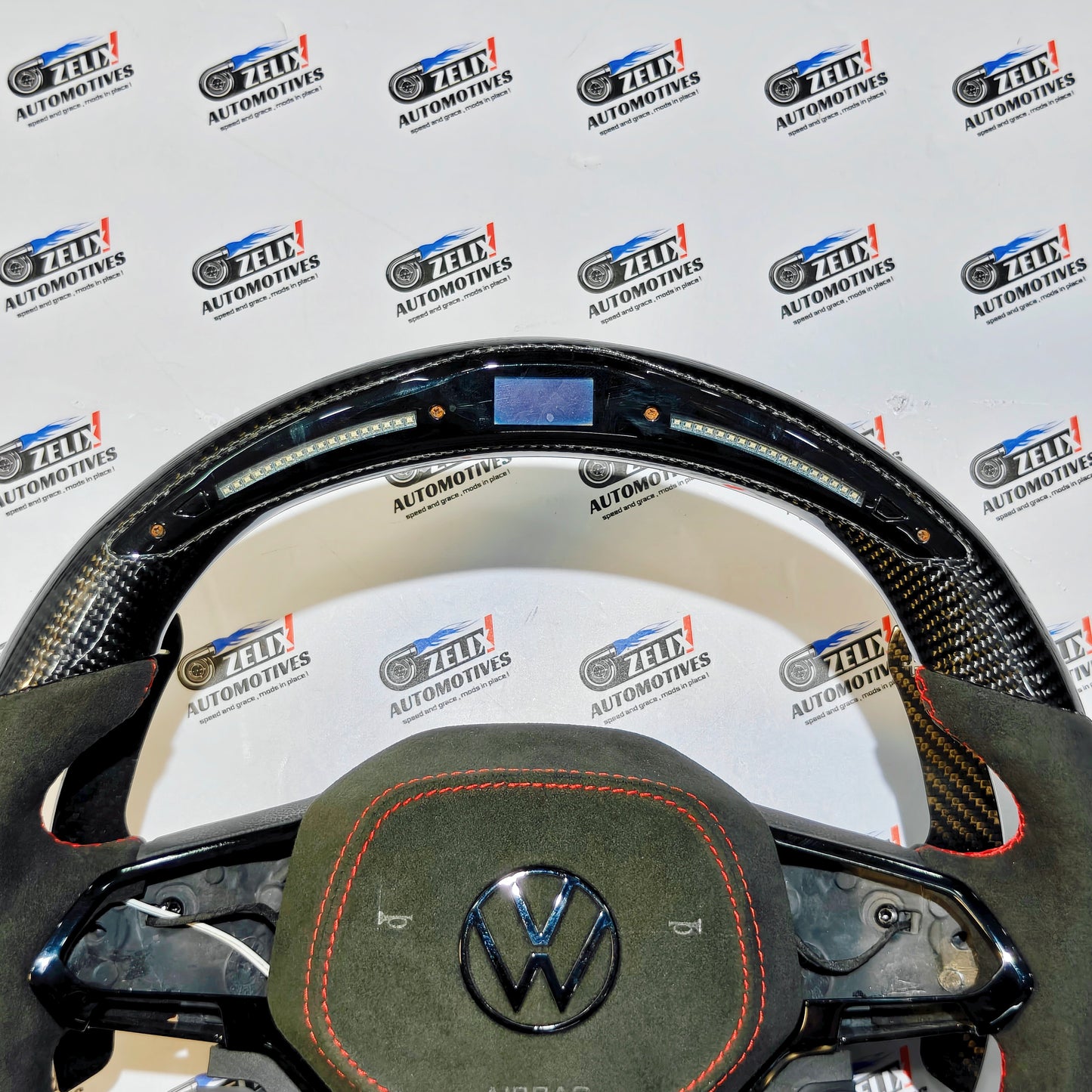VW Virtus OG Carbon & Alcantara Finish Steering Wheel | with Paddle Shifters & Start Button