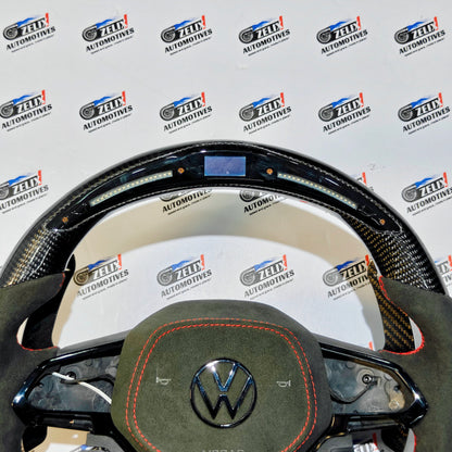 VW Virtus OG Carbon & Alcantara Finish Steering Wheel | with Paddle Shifters & Start Button