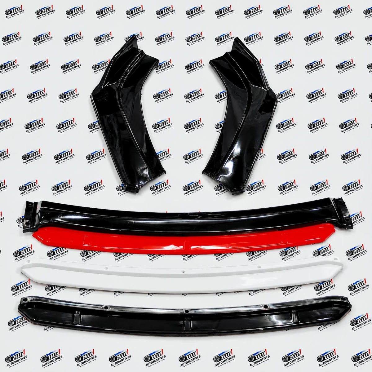 Universal 4-Piece Front Splitter | Red, White & Black Lip Options