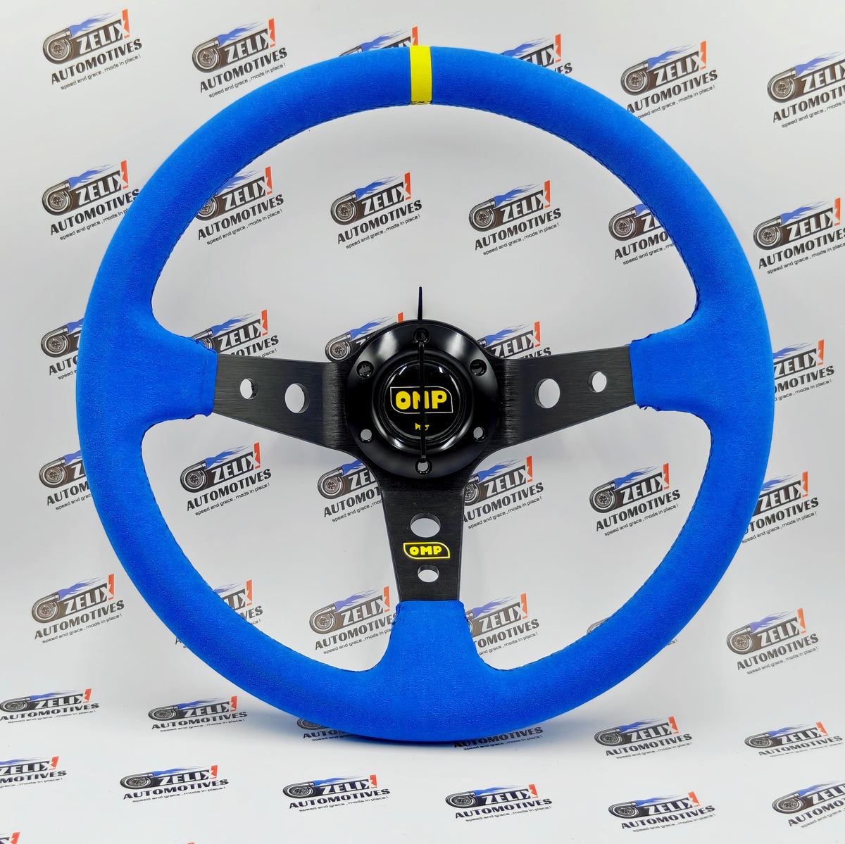 OMP Deep Dish Steering Wheel | Blue Alcantara Finish